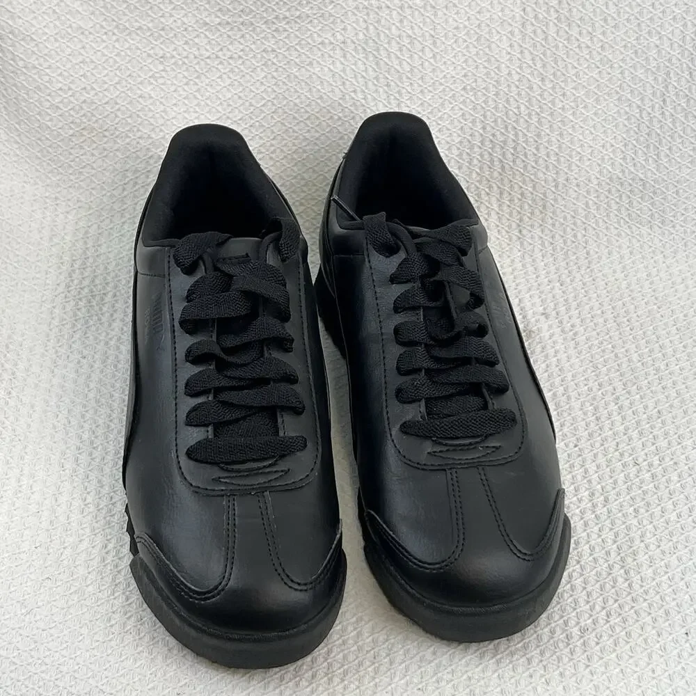 Puma Roma Triple Black Leather Sneakers Men’s Size 8 New EU 40.5 Shoes